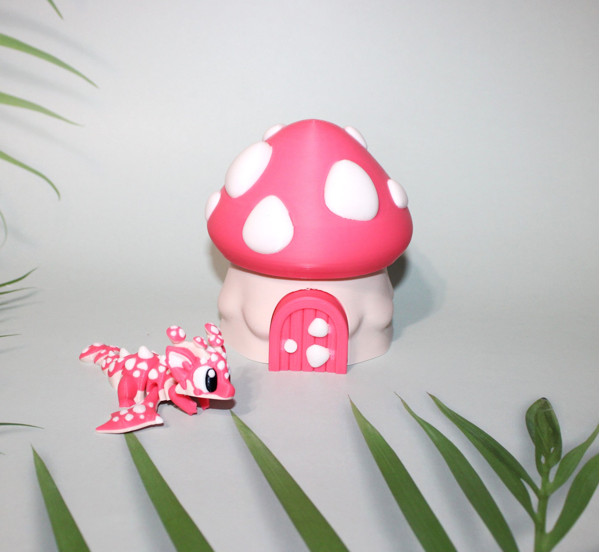 Mushroom Dragon with Egg: 4 inches Long 3D Printed Articulated Flexi Fidget - Wonderland 3D Printing 