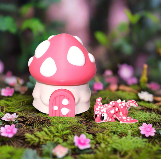 Mushroom Dragon with Egg: 4 inches Long 3D Printed Articulated Flexi Fidget - Wonderland 3D Printing 