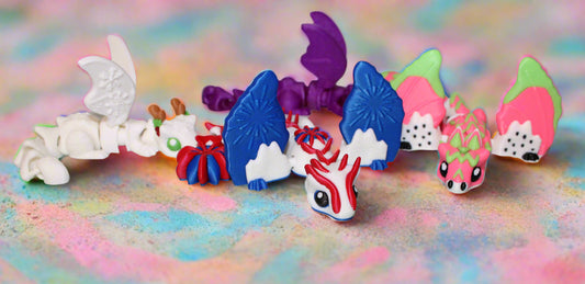 Dragonettes 6.75 inches Long 3D Printed Articulated Flexi Figurines - Wonderland 3D Printing 