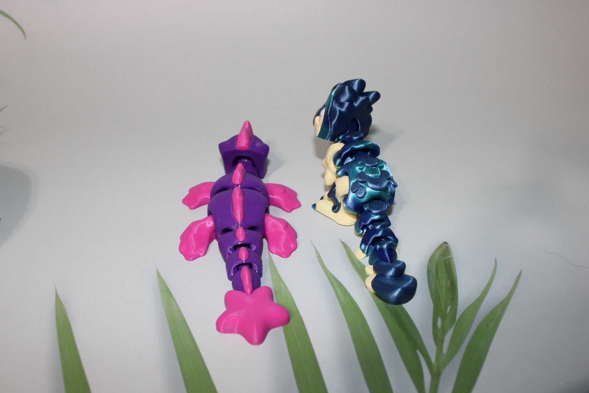 2 Pack Flexi Dino's: Lochi and Velociraptor Flexi-5-6 inches Long-Full Color 3D Printed Articulated Fidget Toy - Wonderland 3D Printing 