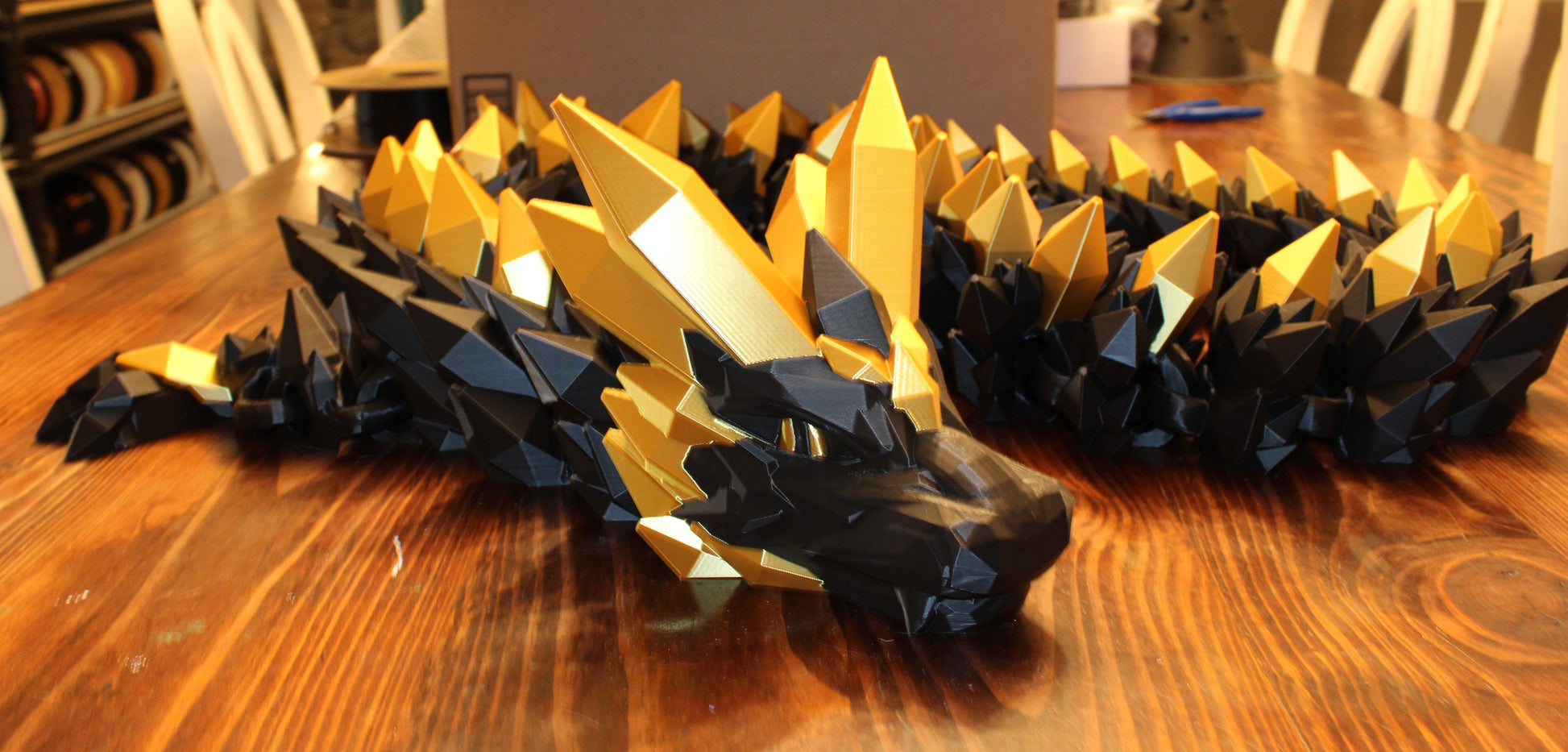 Crystal Dragon 6.7ft or 5 ft long Dragon 3D Printed Articulated Figurine - Wonderland 3D Printing 