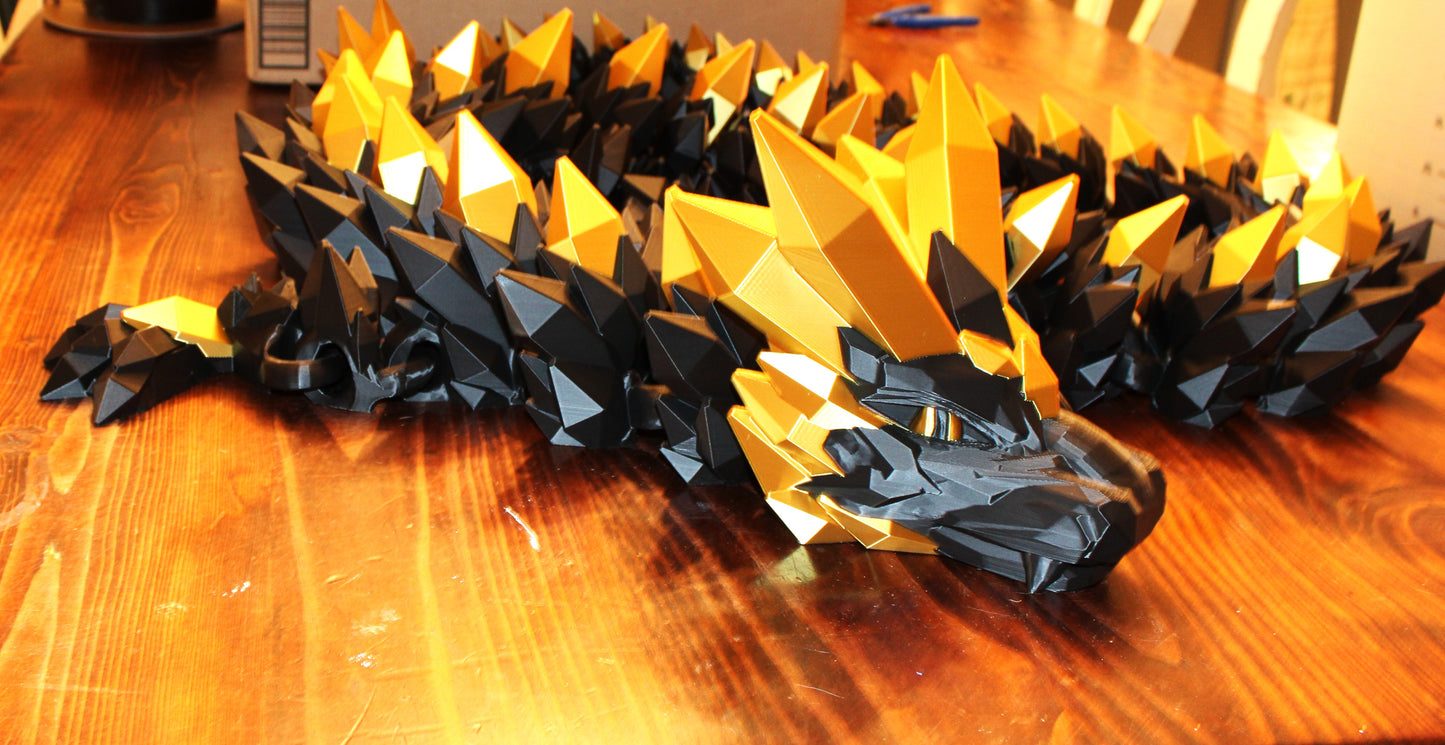 Crystal Dragon 6.7ft or 5 ft long Dragon 3D Printed Articulated Figurine - Wonderland 3D Printing 