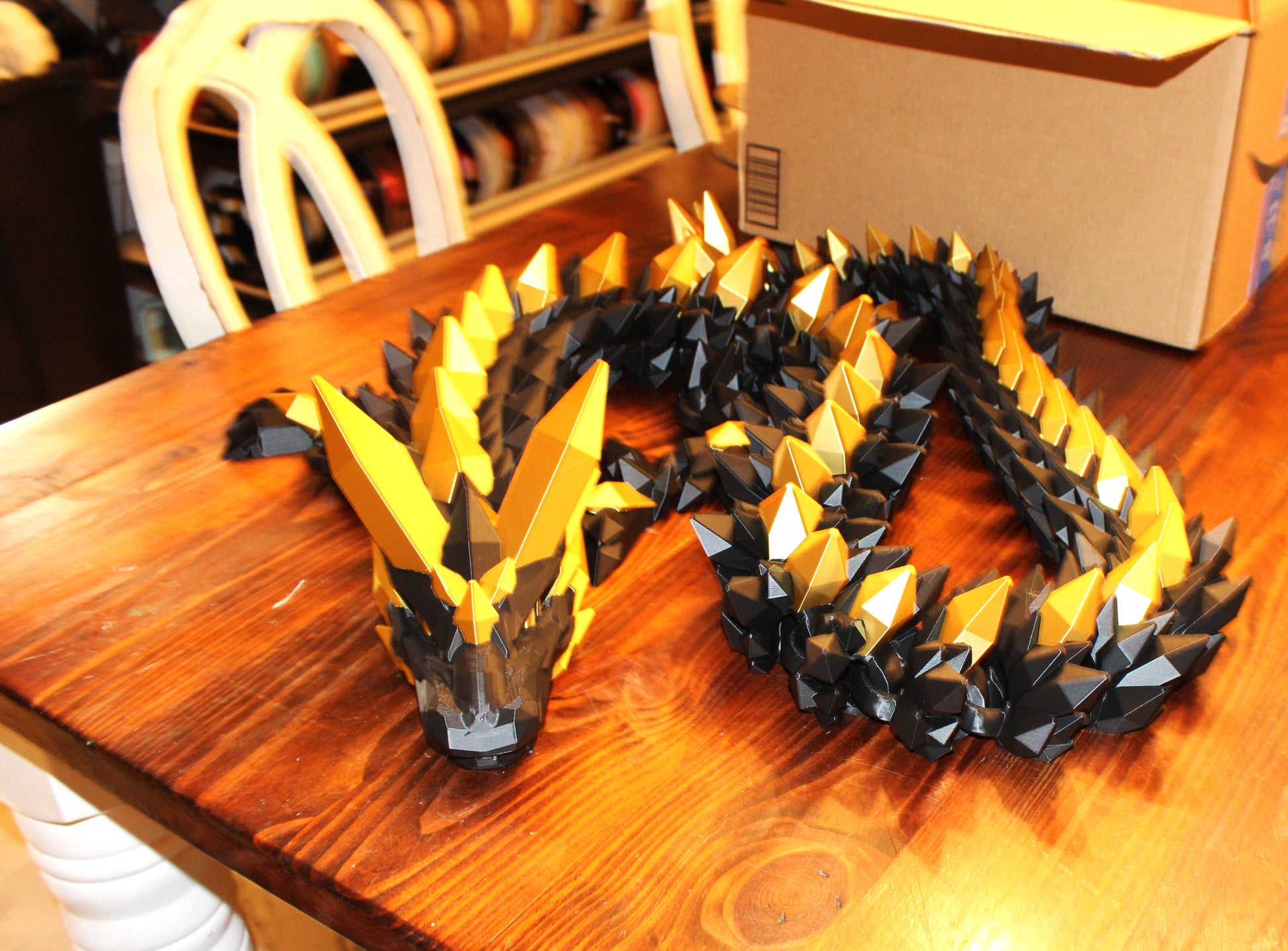 Crystal Dragon 6.7ft or 5 ft long Dragon 3D Printed Articulated Figurine - Wonderland 3D Printing 