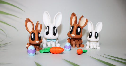 Bunnies 3.5 or 2.5 inches tall - Full Color 3D Printed Toy - Wonderland 3D Printing 