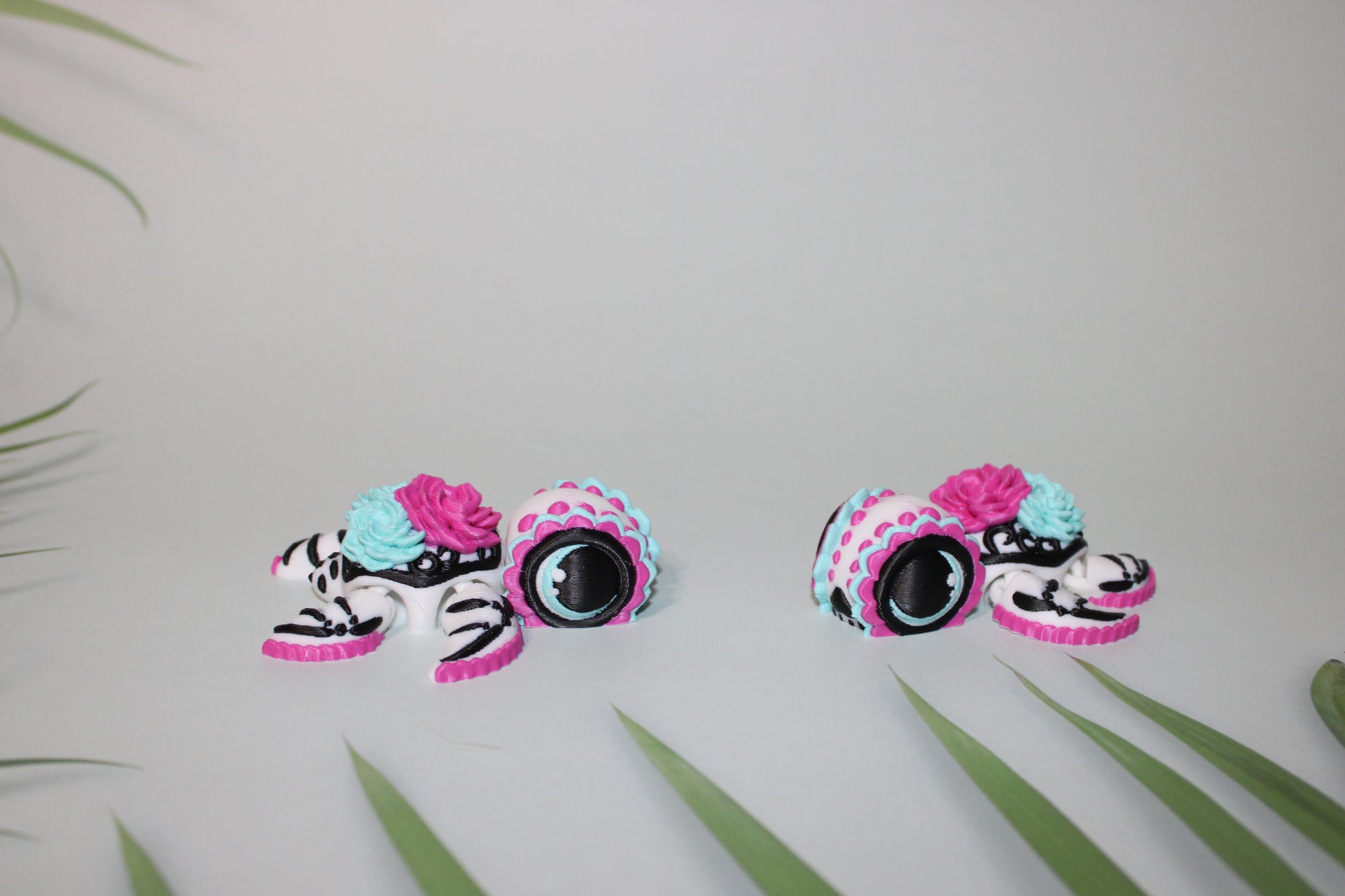 Day of the Dead -Día de Muertos Turtle-3.25 inches- Full Color 3D Printed Articulated Fidget Toy - Wonderland 3D Printing 