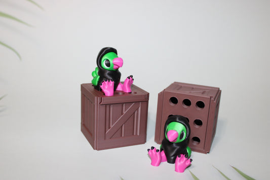 Dodo Bird with Crate - Full Color 3D Printed Articulated Fidget Toy - Wonderland 3D Printing 