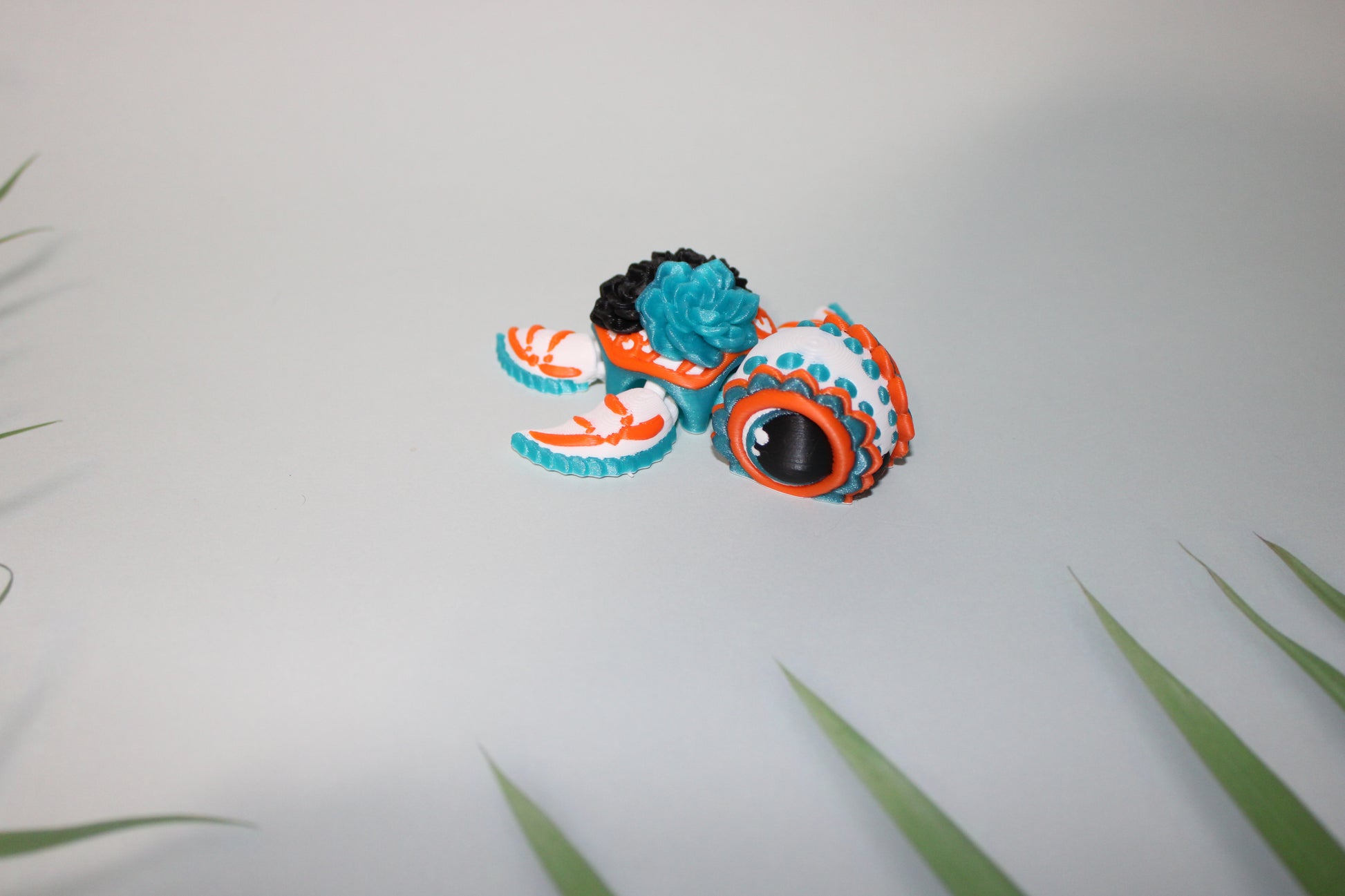 Day of the Dead -Día de Muertos Turtle-3.25 inches- Full Color 3D Printed Articulated Fidget Toy - Wonderland 3D Printing 