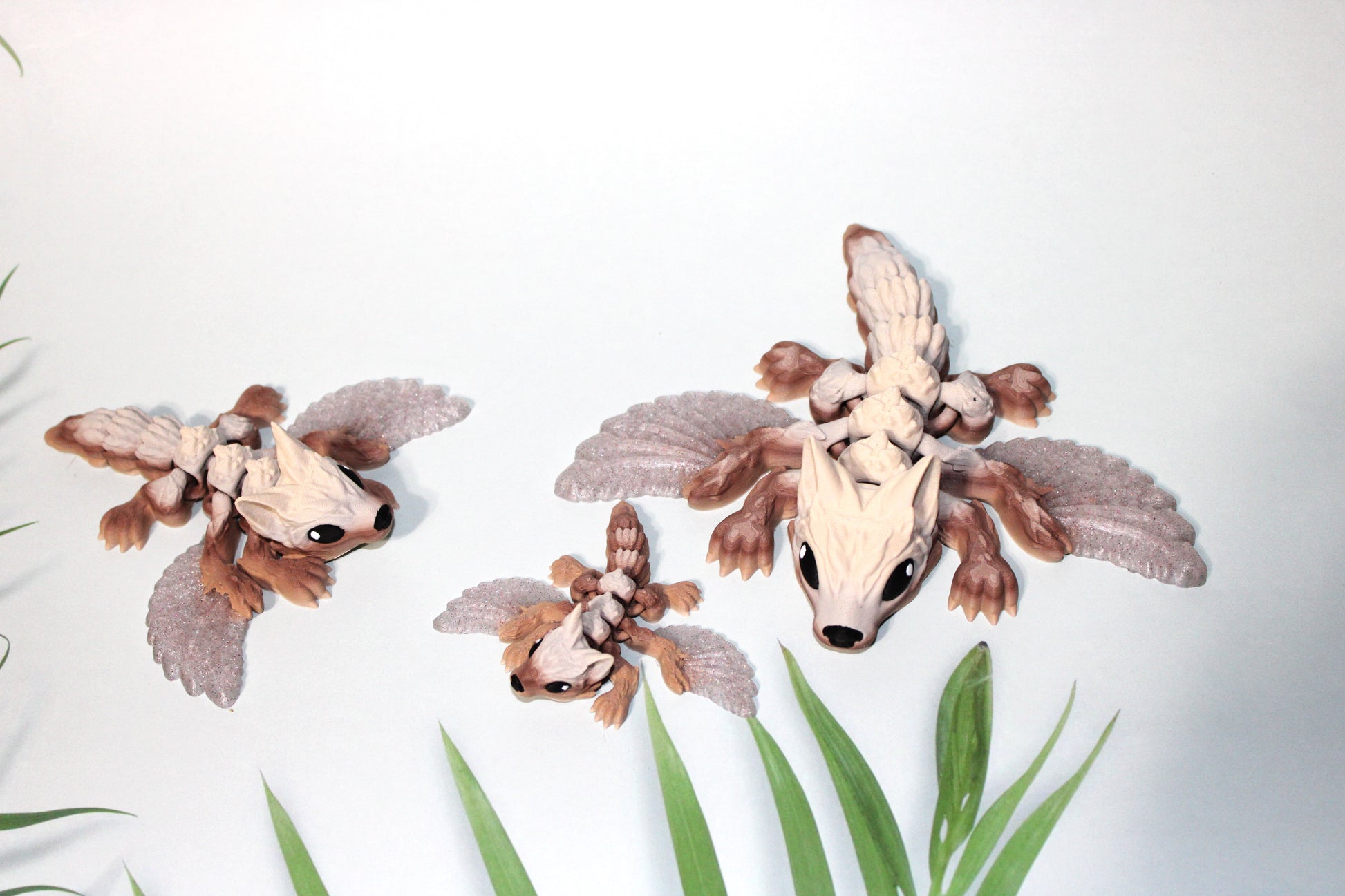 Tiny Crystal Wolf or Tiny Crystal Winged Wolf 3D Printed Articulated Figurine - Wonderland 3D Printing 