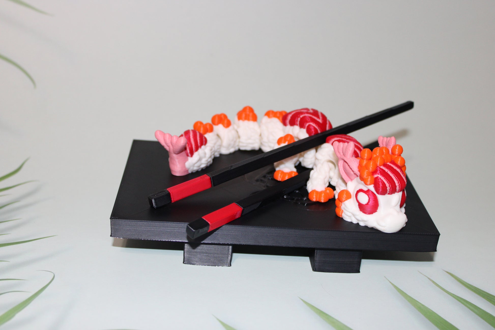 Sushi Dragon - Includes a tray, chopsticks, and wasabi with bowl- 3D printed - Wonderland 3D Printing 