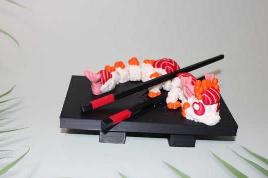 Sushi Dragon - Includes a tray, chopsticks, and wasabi with bowl- 3D printed - Wonderland 3D Printing 