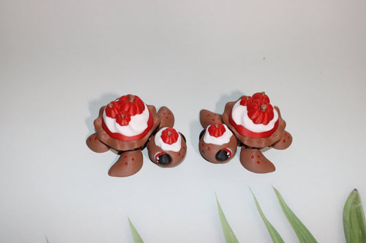 Fall Turtles-Clickie Pie Options Available- Articulated 3d Printed Figurine - Wonderland 3D Printing 