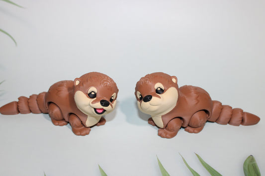 Baby Otter 4.5 inches long 3D Printed Articulated Flexi Fidget Figurine - Wonderland 3D Printing 