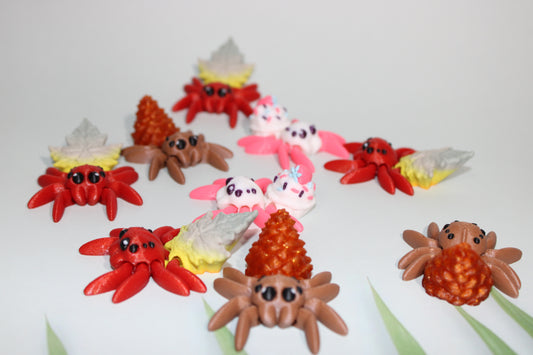 Fall Spiders  3D Printed Articulated Flexi Fidget - Wonderland 3D Printing 