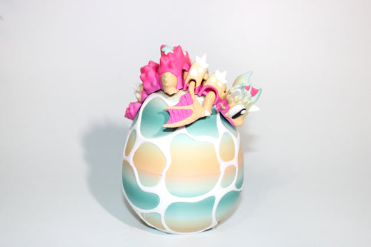 Sea Shell Dragon with Egg: 4 inches Long 3D Printed Articulated Flexi Fidget - Wonderland 3D Printing 