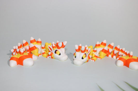Mini Candy Corn Dragon 6 inches Long-3D Printed Articulated Flexi Figurine - Wonderland 3D Printing 