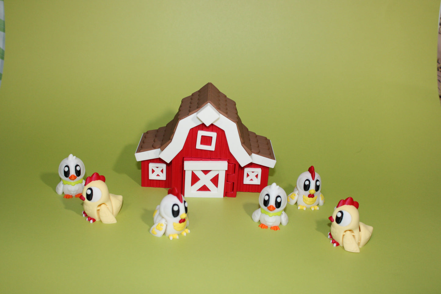 6 Flexi Chicken with Coop Barn-2 Ducks, 2 Roosters, 2 Chickens-3D Printed Flexi Fidget - Wonderland 3D Printing 