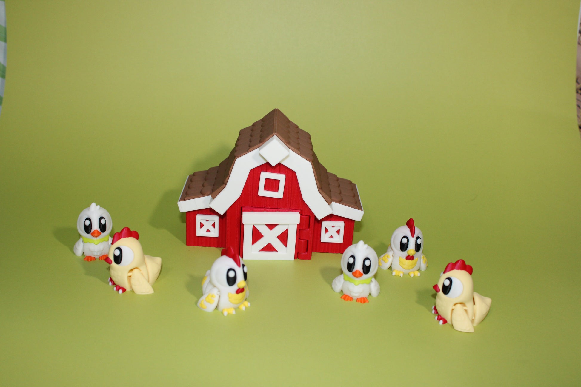 6 Flexi Chicken with Coop Barn-2 Ducks, 2 Roosters, 2 Chickens-3D Printed Flexi Fidget - Wonderland 3D Printing 