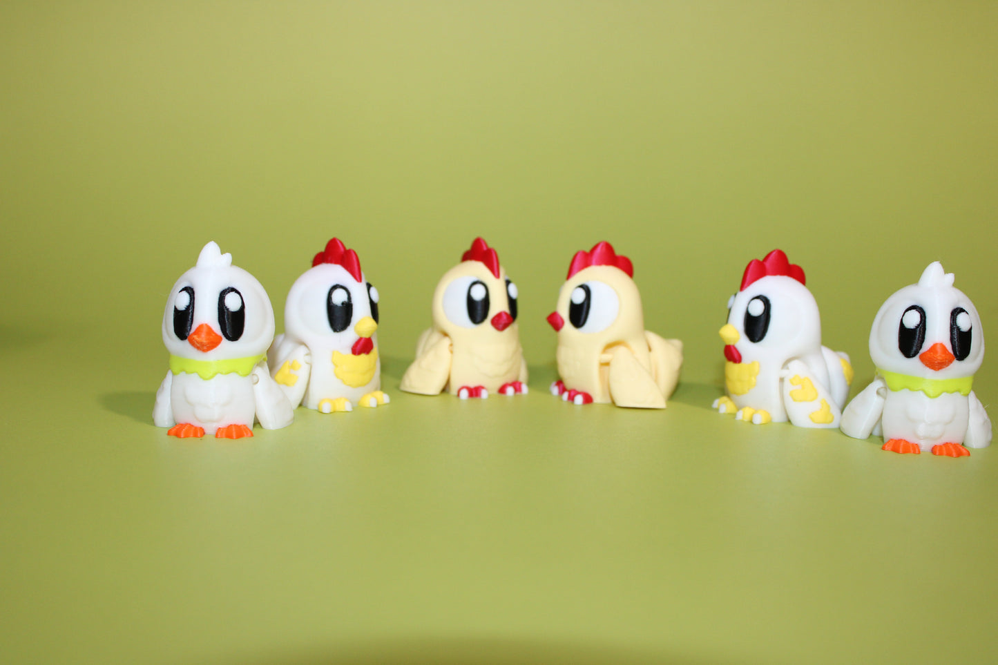 6 Flexi Chicken with Coop Barn-2 Ducks, 2 Roosters, 2 Chickens-3D Printed Flexi Fidget - Wonderland 3D Printing 