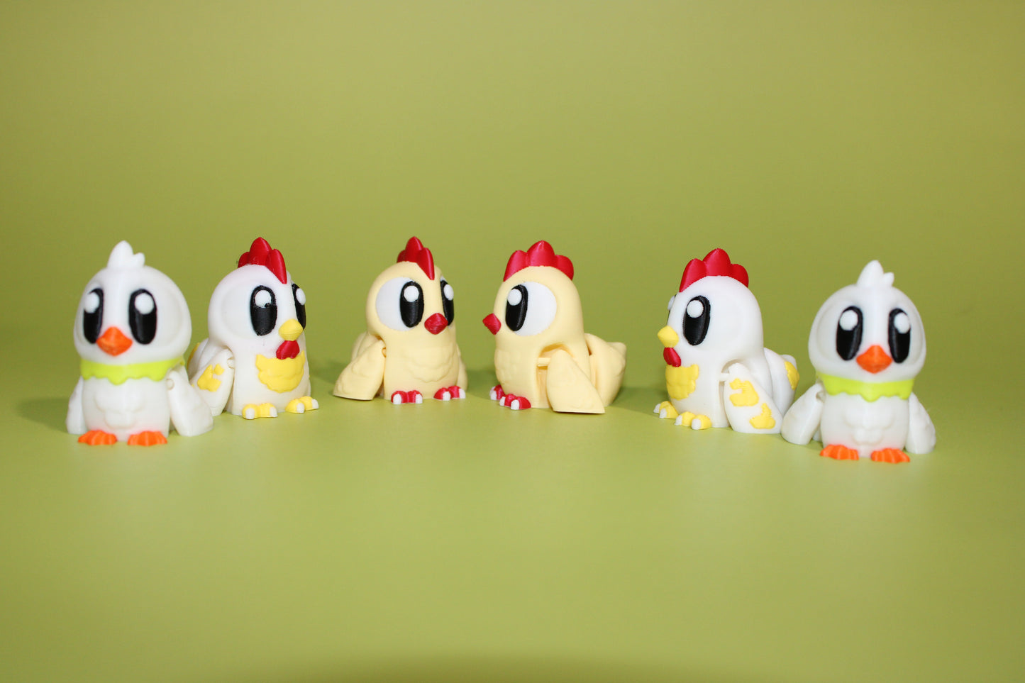6 Flexi Chicken with Coop Barn-2 Ducks, 2 Roosters, 2 Chickens-3D Printed Flexi Fidget - Wonderland 3D Printing 
