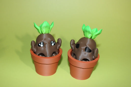Root Baby in Pot4.25 in Tall: 3D Printed Fidget Toy - Wonderland 3D Printing 