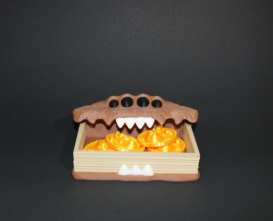 Monster Container Box, includes 4 Coins: 3D Printed Fidget Toy