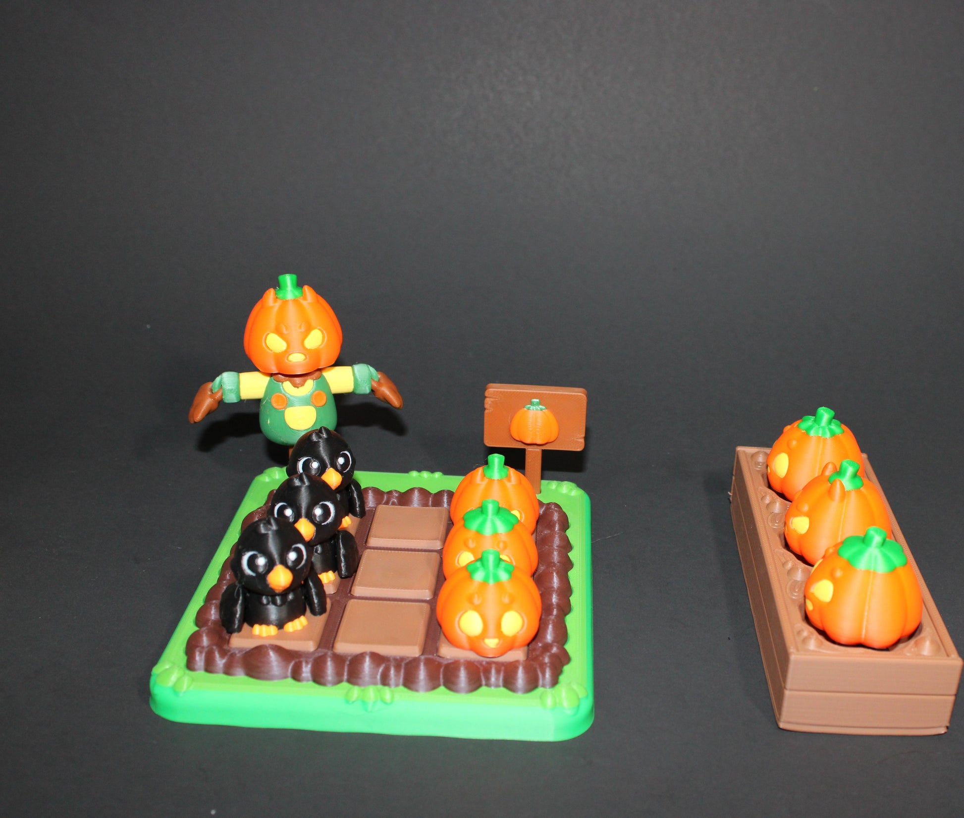 Flexi Crow and Tic Tac Toe Pumpkin Patch with Pumpkin Clickers Options-3D Printed Articulated Flexi Figurine - Wonderland 3D Printing 