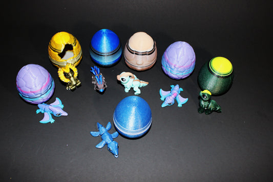 2 in Dino Hatchlings 3D Printed Articulated Figurine with Egg Options - Wonderland 3D Printing 