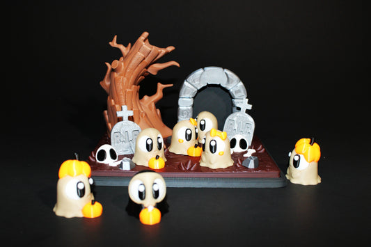 Mini Ghost and Graveyard Showcase-Includes 7 mini-Ghost-3D Printed Flexi Fidget Toy