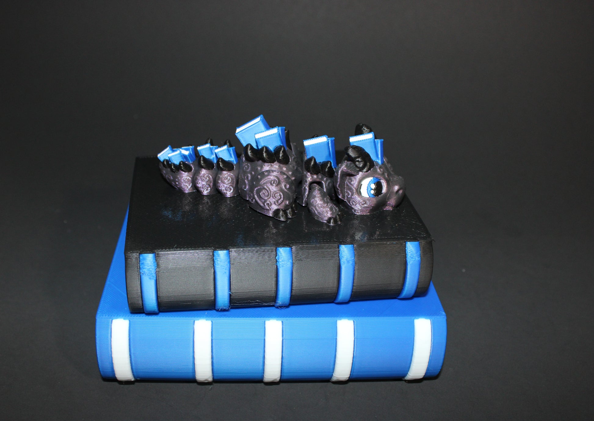 Book Dragon: 4 inches with Book Container Options- Full Color 3D Printed Articulated Fidget Toy - Wonderland 3D Printing 