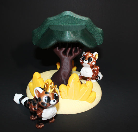 2 Cheetahs with Acacia Tree-Articulated Flexi Fidget Full Color 3D Printed Toy-3 inches tall - Wonderland 3D Printing 