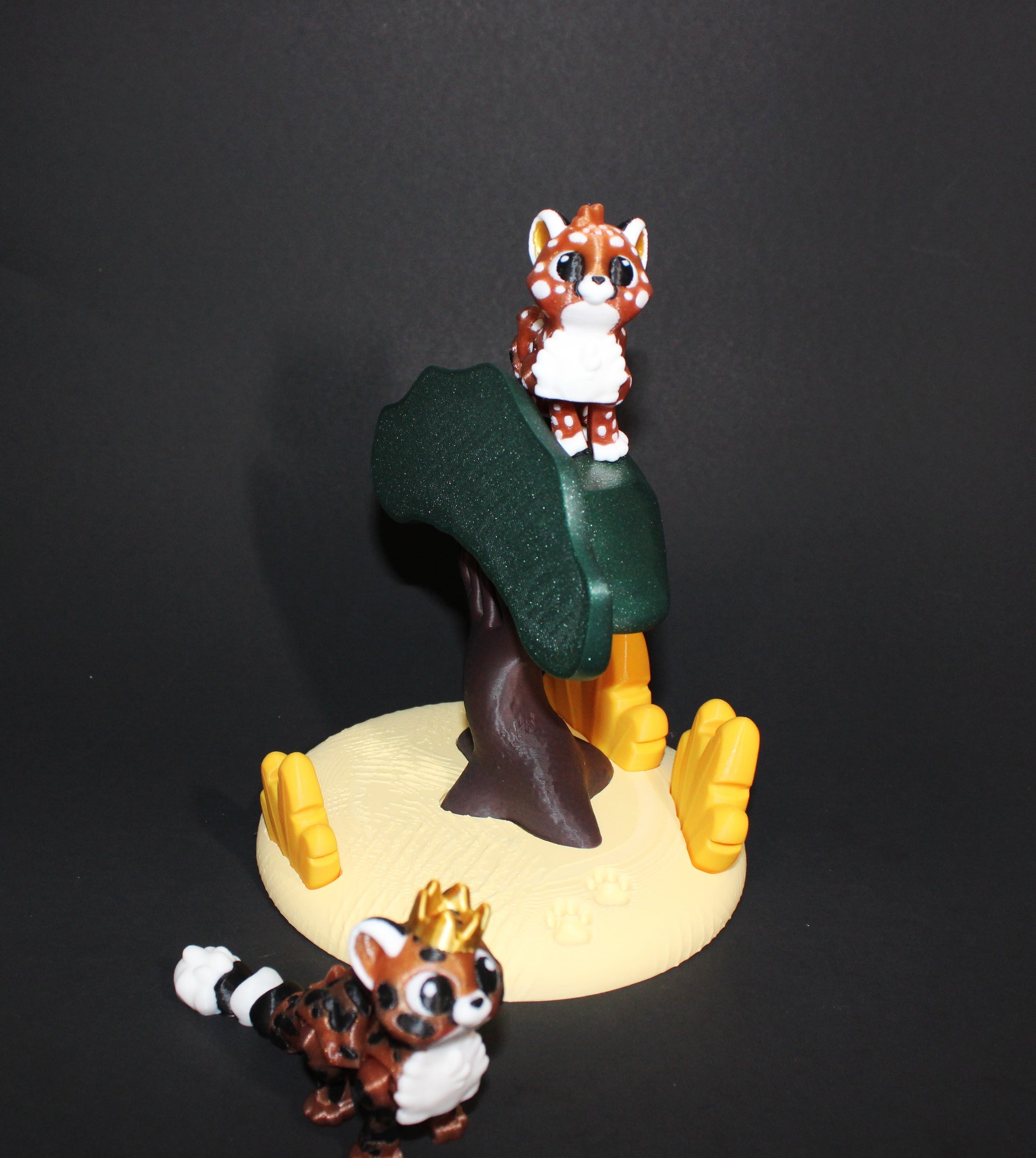 2 Cheetahs with Acacia Tree-Articulated Flexi Fidget Full Color 3D Printed Toy-3 inches tall - Wonderland 3D Printing 