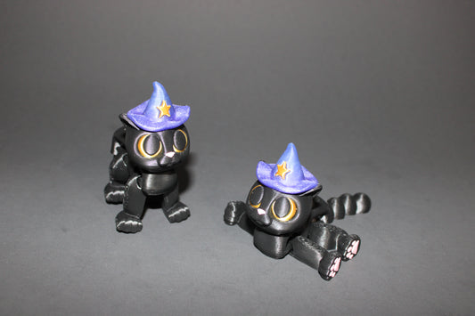 Witch Kitty 3.5 inches Tall-Flexi Fidget 3D Printed Figurine - Wonderland 3D Printing 