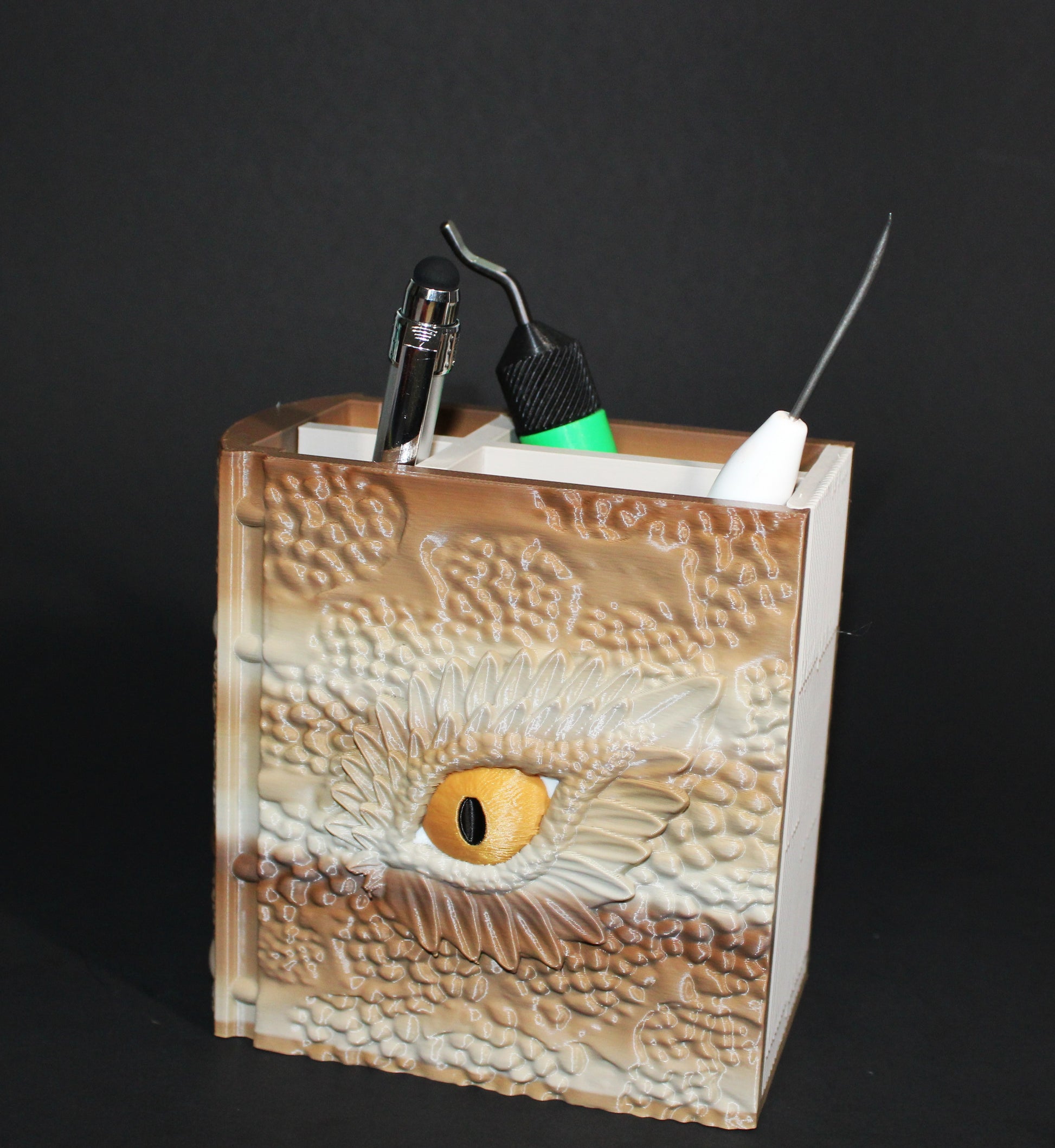Dragon Book Container-4.5 inches tall by 4.5 inches Wide-Full Color 3D Printed Organizer - Wonderland 3D Printing 