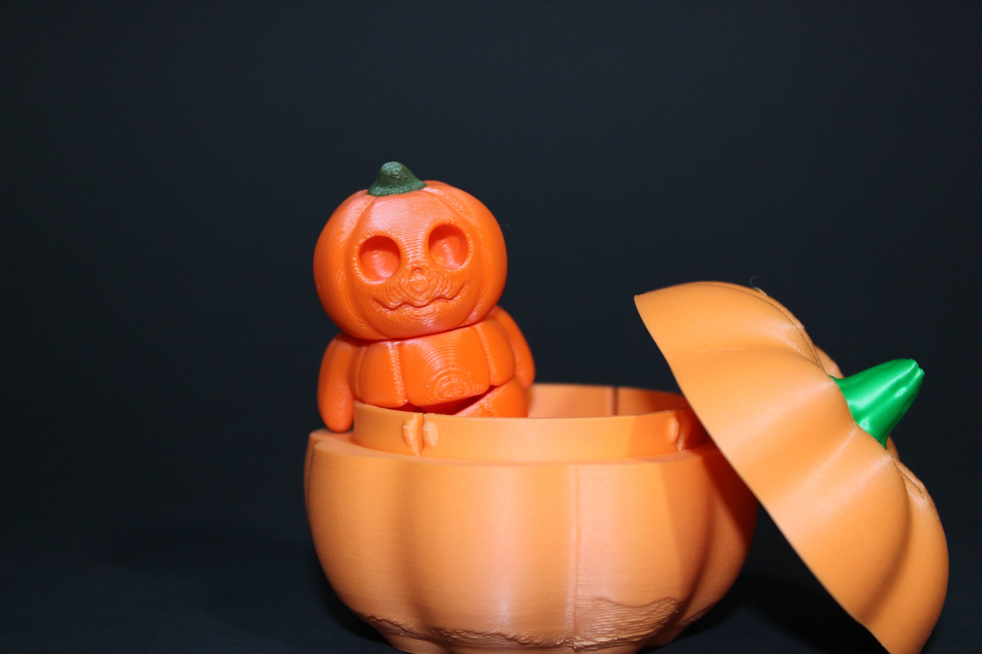 Pumpkin Mini with Pumpkin Container 2.5 inches tall-3D Printed Articulated Fidget Toys - Wonderland 3D Printing 
