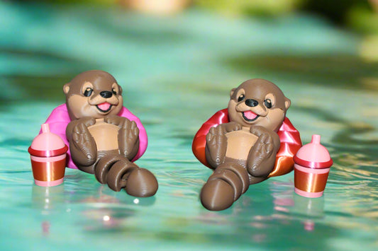 Floaty Baby Otter 3D Printed Articulated Flexi Fidget Figurine - Wonderland 3D Printing 