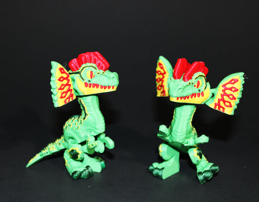 Mini 3D Printed Flexi Dilophosaurus Articulated 3.25 inches Tall - Wonderland 3D Printing 