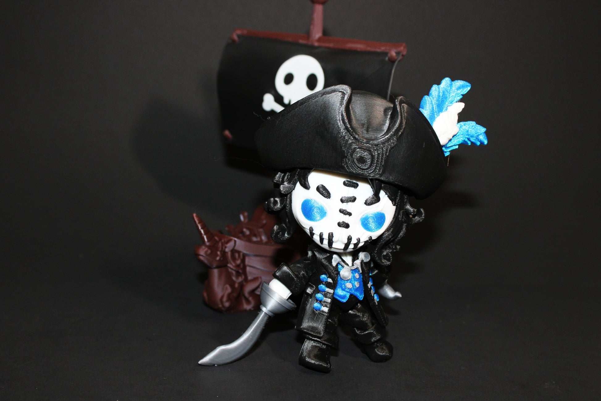 Twisty Pirate Captain and Ship- Flexi Fidget Toy Set:3D Printed - Wonderland 3D Printing 