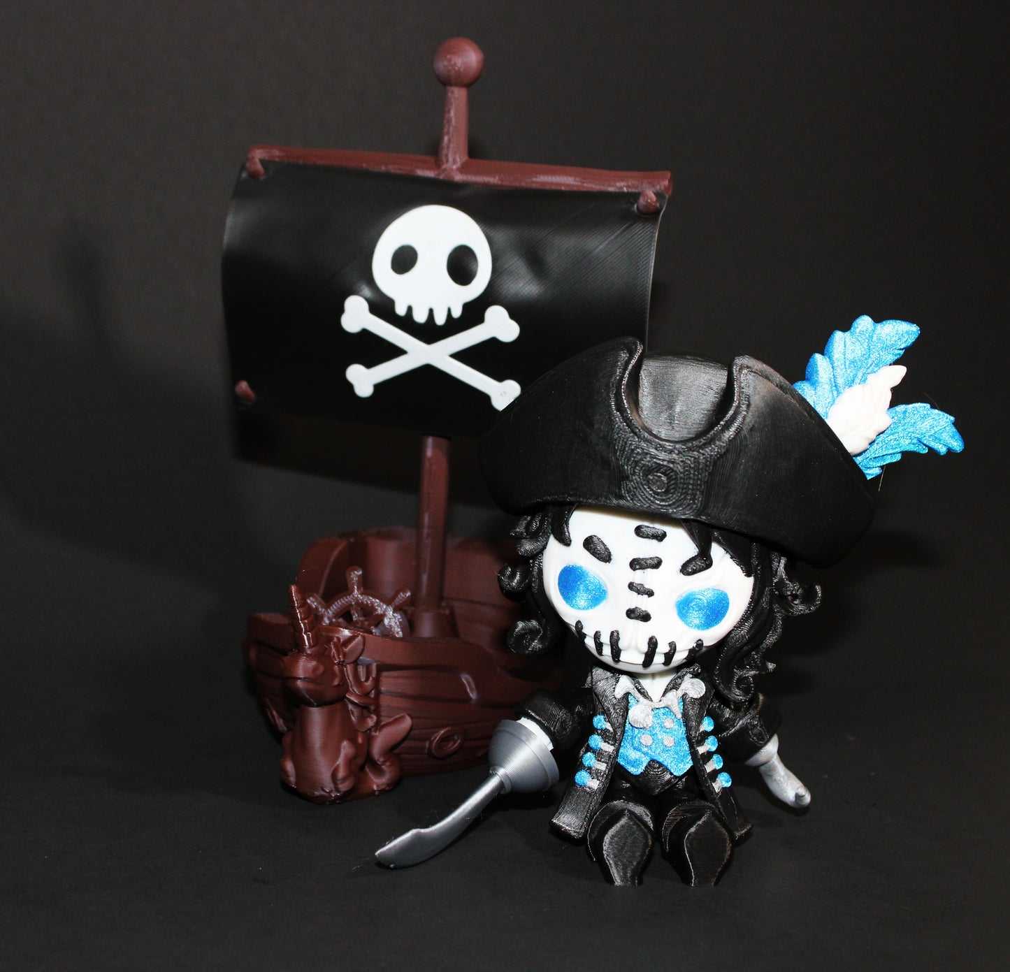 Twisty Pirate Captain and Ship- Flexi Fidget Toy Set:3D Printed - Wonderland 3D Printing 