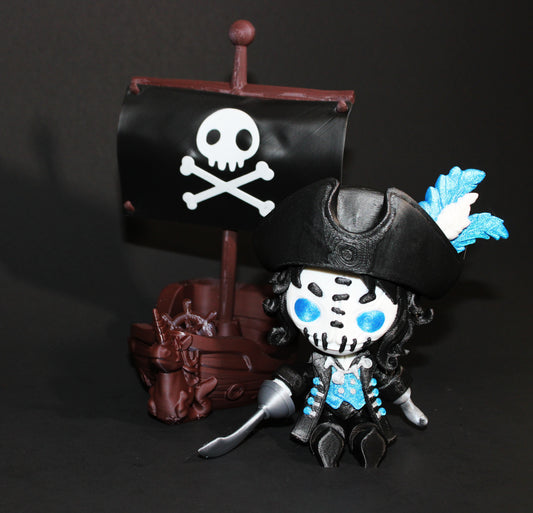 Twisty Pirate Captain and Ship- Flexi Fidget Toy Set:3D Printed - Wonderland 3D Printing 