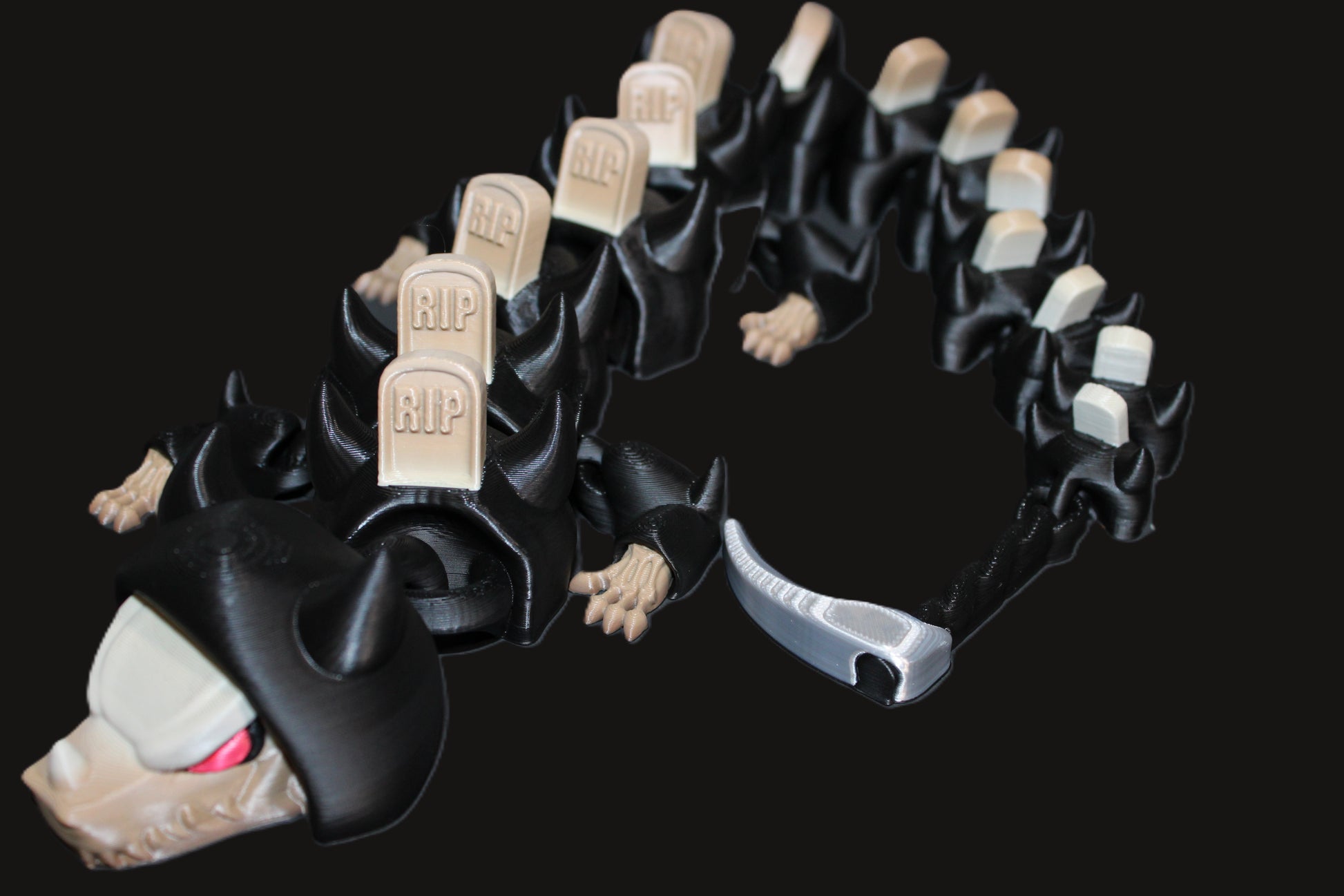 Grim Reaper Dragon 18.5" Long 3D Printed Articulated Figurine - Wonderland 3D Printing 