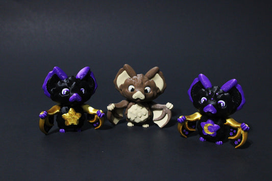 Celestial Bat Articulated 3d Printed Figurine 2.75" Tall - Wonderland 3D Printing 