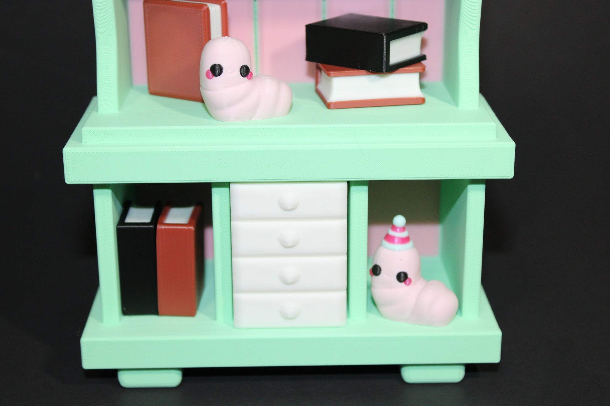 3D-Printed Bookworm Hutch – Includes Worms, Books, a Hutch, and a Candle. - Wonderland 3D Printing 