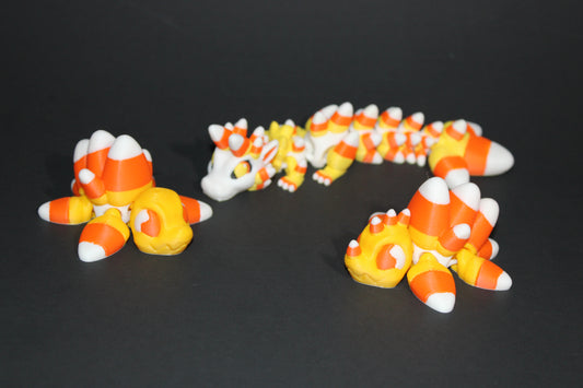 Mini Candy Corn Dragon 6 inches Long or Turtle 3 inch-3D Printed Articulated Flexi Figurine - Wonderland 3D Printing 