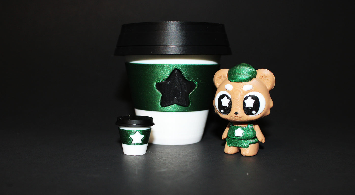 3D-printed Flexi  Bearista with Coffee Cup Container-Mini Coffee included - Wonderland 3D Printing 