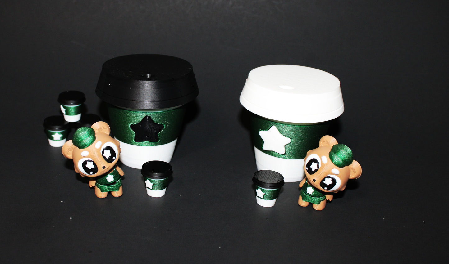 3D-printed Flexi  Bearista with Coffee Cup Container-Mini Coffee included - Wonderland 3D Printing 