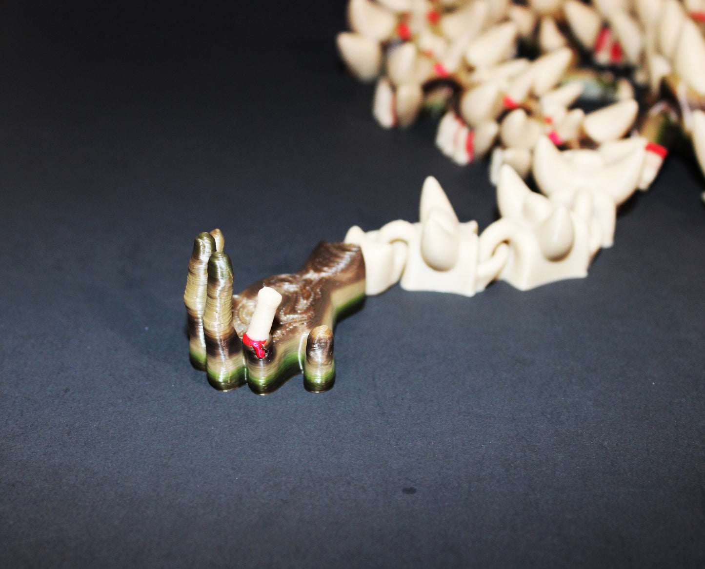 Zombie Dragon: 3D Printed Articulated Fidget Toy-18" Long- Brains Glow in Black Light - Wonderland 3D Printing 