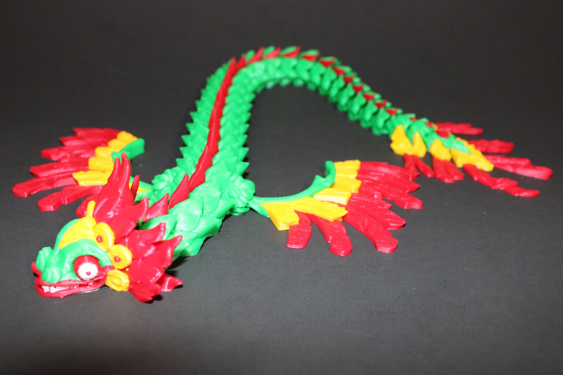 3D Printed Aztec Quetzalcoatl Dragon: Articulated Fidget Toy 14.5" Long - Wonderland 3D Printing 