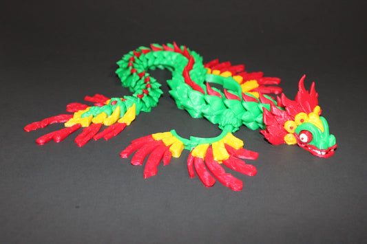 3D Printed Aztec Quetzalcoatl Dragon: Articulated Fidget Toy 14.5" Long - Wonderland 3D Printing 