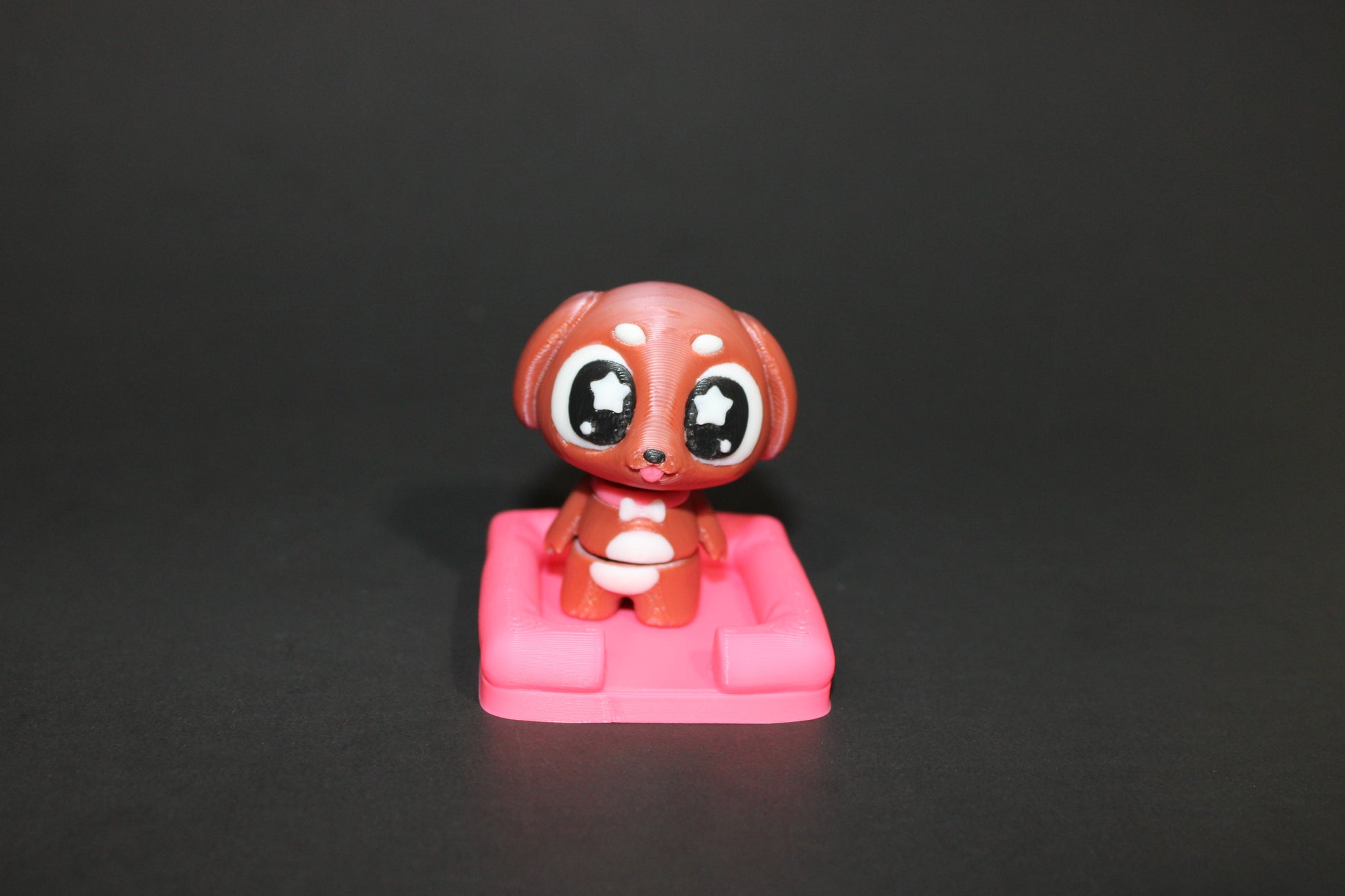 3D-printed Flexi Cute Puppy with Dog Bed 1.75" Tall - Wonderland 3D Printing 