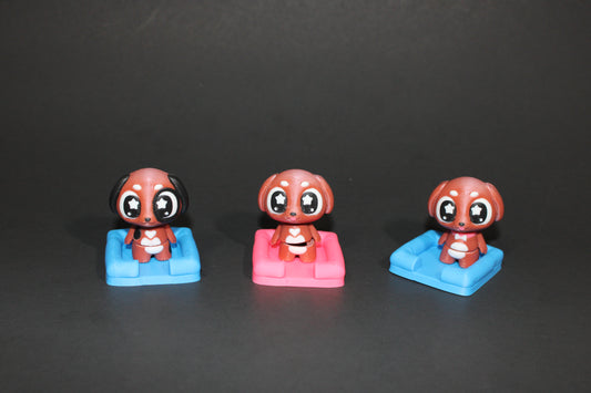 3D-printed Flexi Cute Puppy with Dog Bed 1.75" Tall - Wonderland 3D Printing 